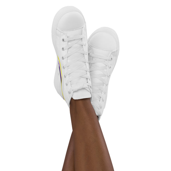 Original Non-Binary Pride Colors White High Top Shoes - Women Sizes