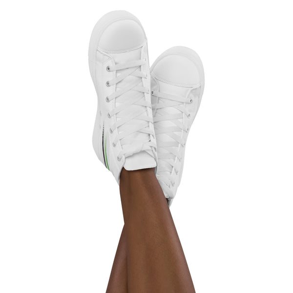 Casual Aromantic Pride Colors White High Top Shoes - Women Sizes