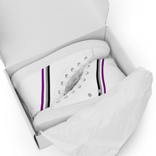Classic Asexual Pride Colors White High Top Shoes - Women Sizes