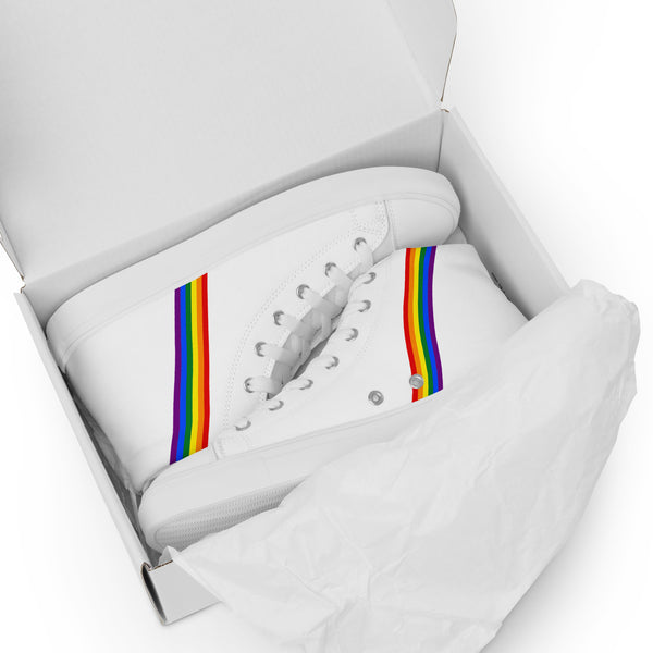 Classic Gay Pride Colors White High Top Shoes - Women Sizes