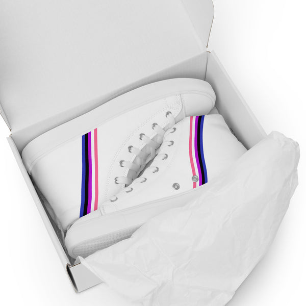 Classic Genderfluid Pride Colors White High Top Shoes - Women Sizes