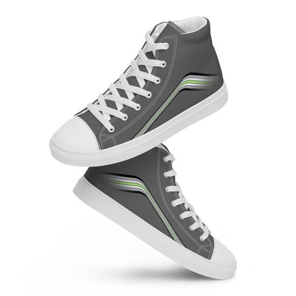 Trendy Agender Pride Colors Gray High Top Shoes - Women Sizes