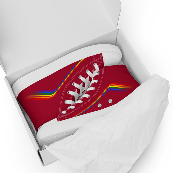 Trendy Gay Pride Colors Red High Top Shoes - Women Sizes