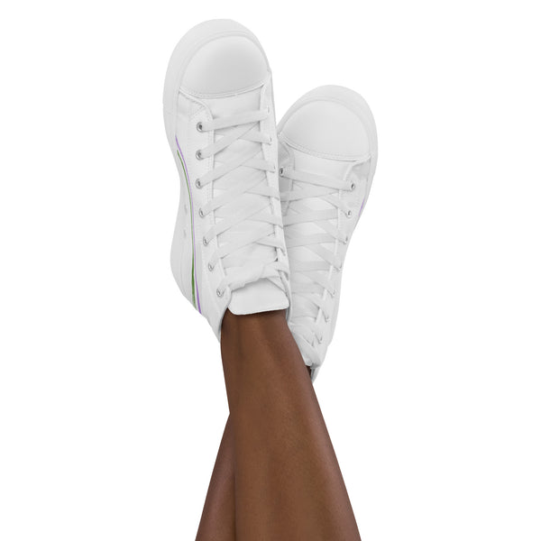 Trendy Genderqueer Pride Colors White High Top Shoes - Women Sizes