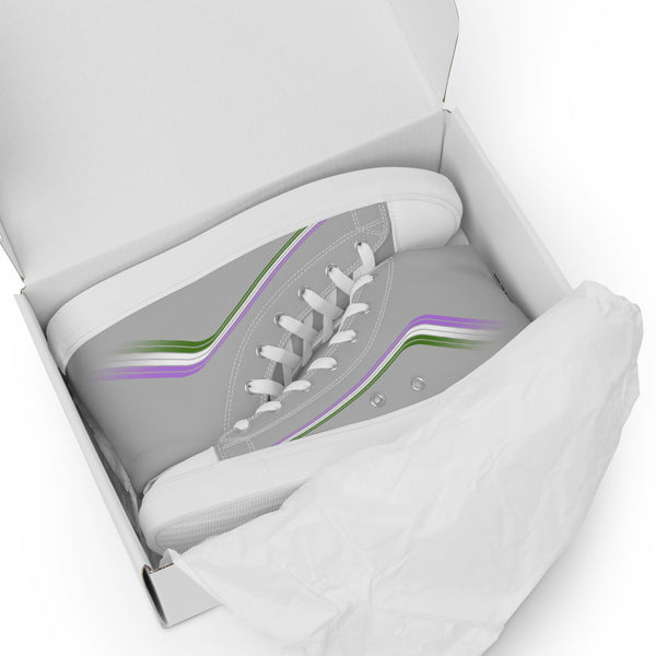 Trendy Genderqueer Pride Colors Gray High Top Shoes - Women Sizes