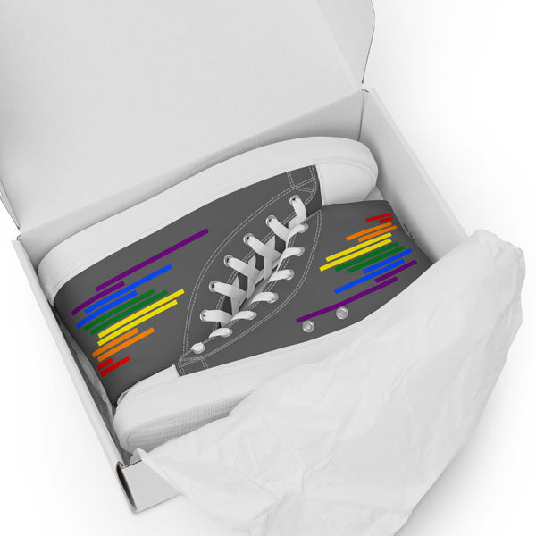 Modern Gay Pride Colors Gray High Top Shoes