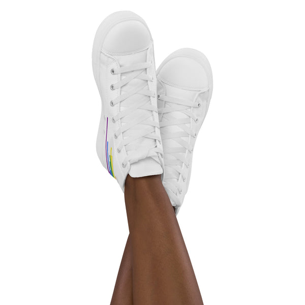 Modern Gay Pride Colors White High Top Shoes