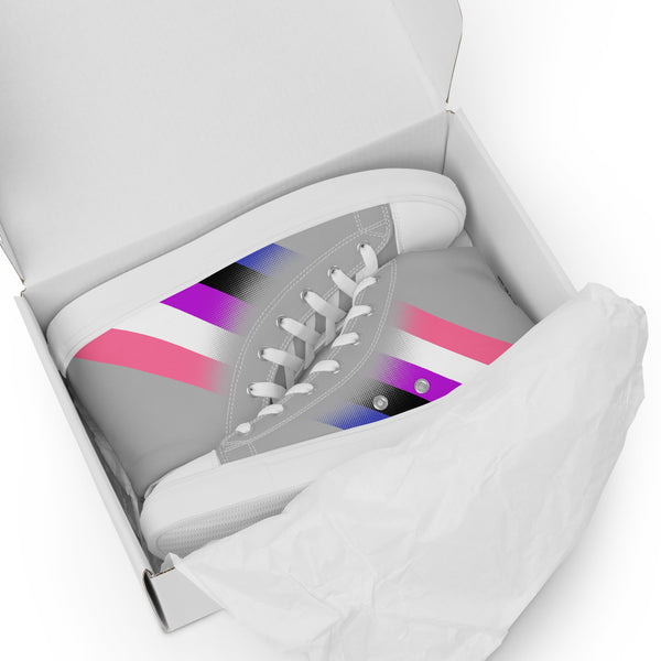 Genderfluid Pride Colors Modern Gray High Top Shoes - Women Sizes
