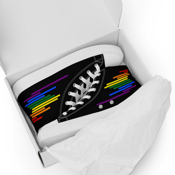 Modern Gay Pride Colors Black High Top Shoes