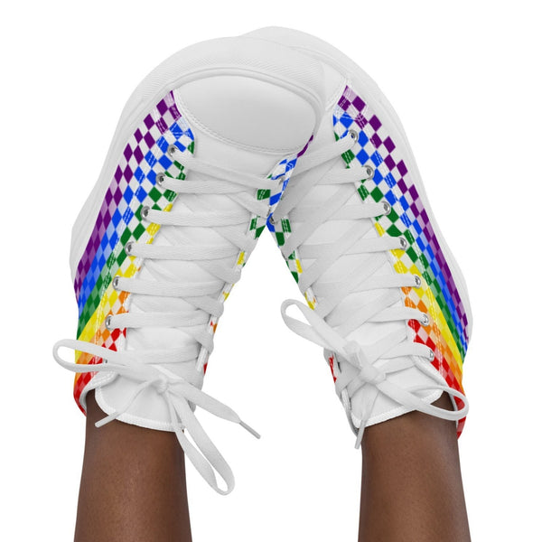 Gay Pride Rainbow Checkers High Top Shoes