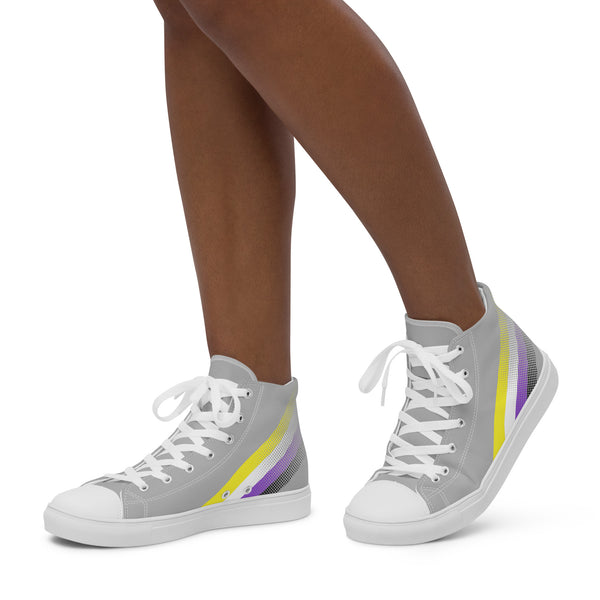 Non-Binary Pride Colors Original Gray High Top Shoes - Women Sizes