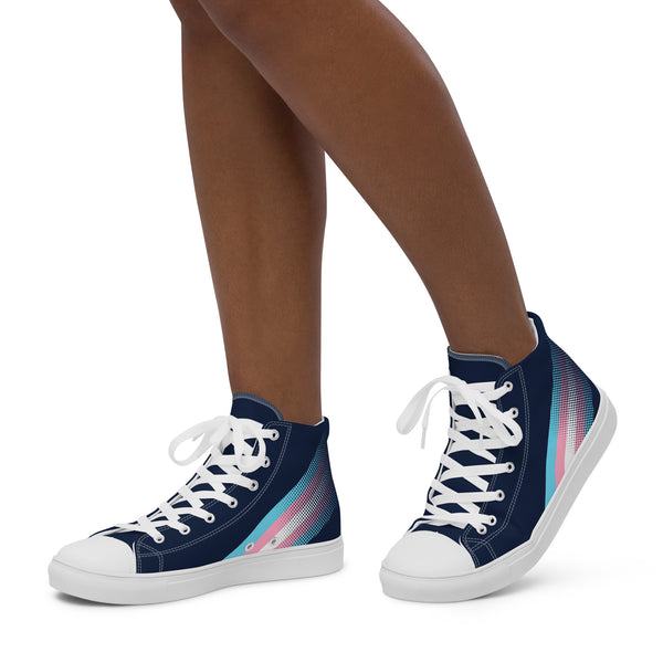 Transgender Pride Colors Original Navy High Top Shoes - Women Sizes