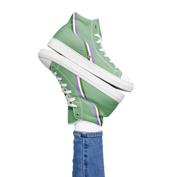 Original Genderqueer Pride Colors Green High Top Shoes - Women Sizes