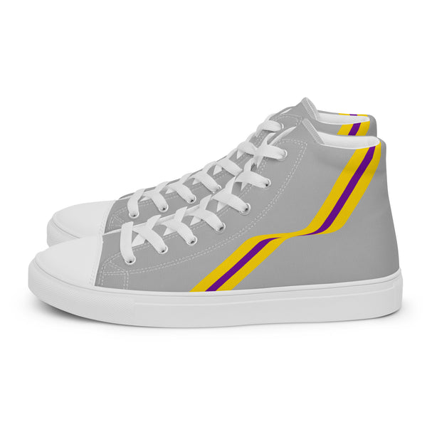 Original Intersex Pride Colors Gray High Top Shoes - Women Sizes
