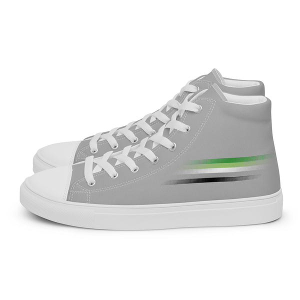 Casual Aromantic Pride Colors Gray High Top Shoes - Women Sizes