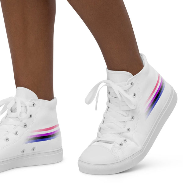 Casual Genderfluid Pride Colors White High Top Shoes - Women Sizes