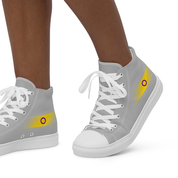 Casual Intersex Pride Colors Gray High Top Shoes - Women Sizes