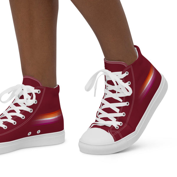 Casual Lesbian Pride Colors Burgundy High Top Shoes - Women Sizes