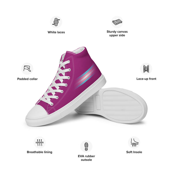 Casual Transgender Pride Colors Violet High Top Shoes - Women Sizes