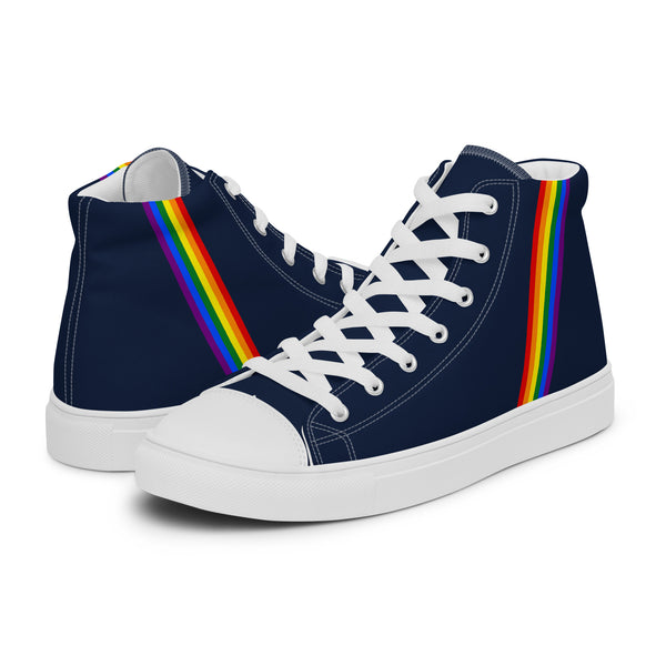 Classic Gay Pride Colors Navy High Top Shoes - Women Sizes