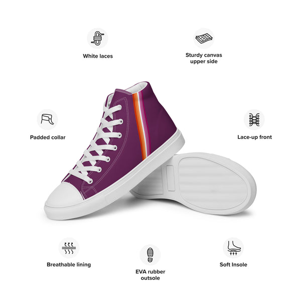Classic Lesbian Pride Colors Purple High Top Shoes - Women Sizes