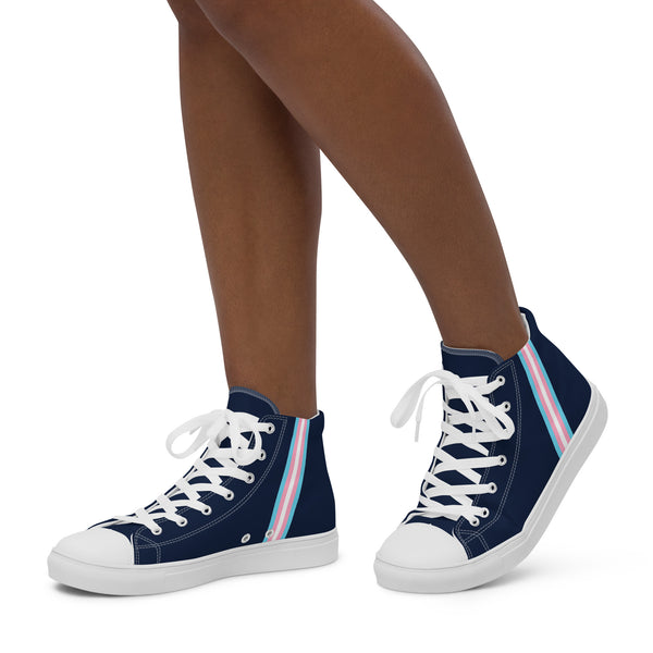Classic Transgender Pride Colors Navy High Top Shoes - Women Sizes