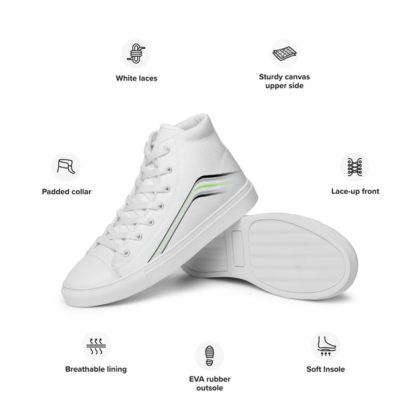 Trendy Agender Pride Colors White High Top Shoes - Women Sizes