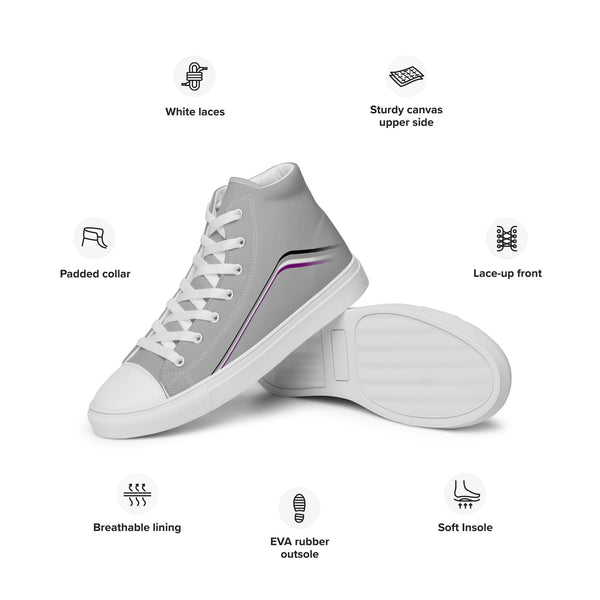 Trendy Asexual Pride Colors Gray High Top Shoes - Women Sizes