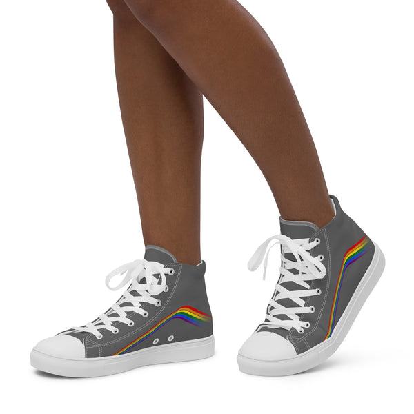 Trendy Gay Pride Colors Gray High Top Shoes - Women Sizes