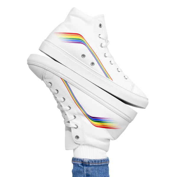 Trendy Gay Pride Colors White High Top Shoes - Women Sizes