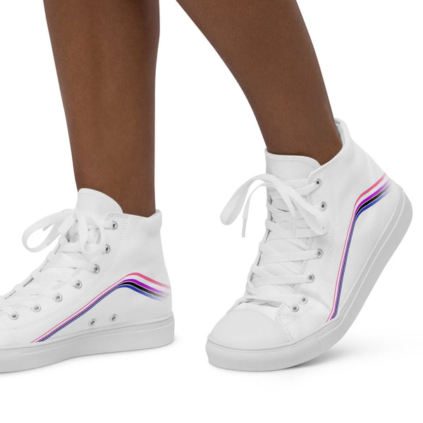 Trendy Genderfluid Pride Colors White High Top Shoes - Women Sizes