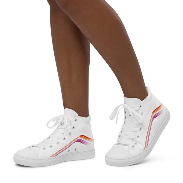 Trendy Lesbian Pride Colors White High Top Shoes - Women Sizes