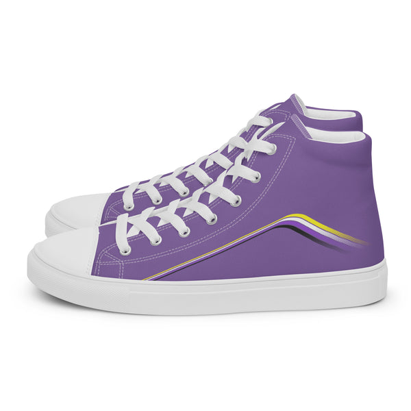 Trendy Non-Binary Pride Colors Purple High Top Shoes - Women Sizes