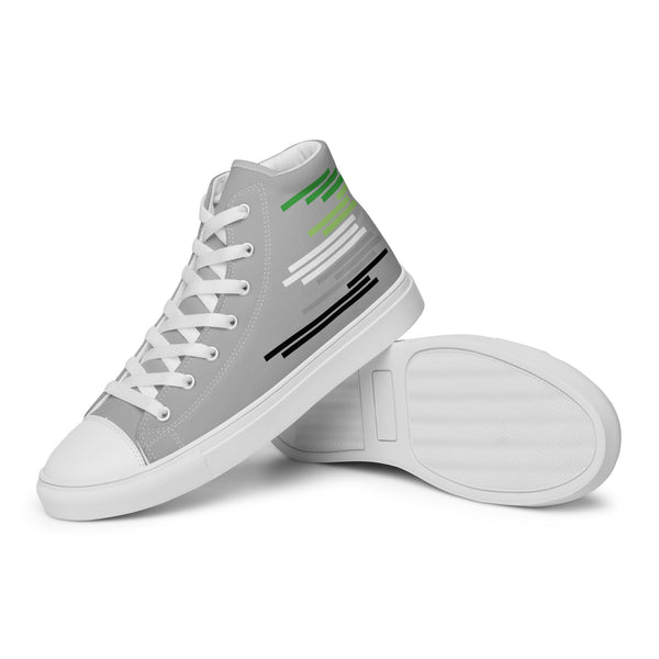 Modern Aromantic Pride Colors Gray High Top Shoes - Women Sizes