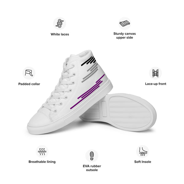 Modern Asexual Pride Colors White High Top Shoes - Women Sizes