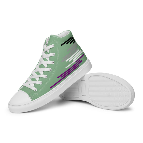 Modern Asexual Pride Colors Green High Top Shoes - Women Sizes