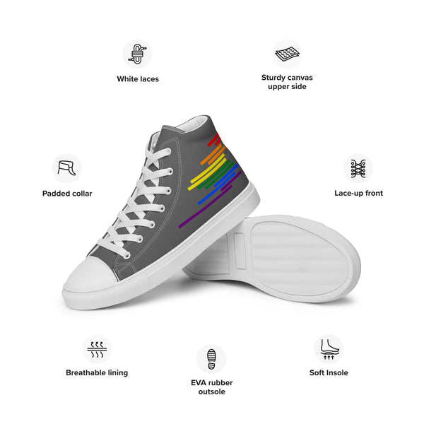 Modern Gay Pride Colors Gray High Top Shoes