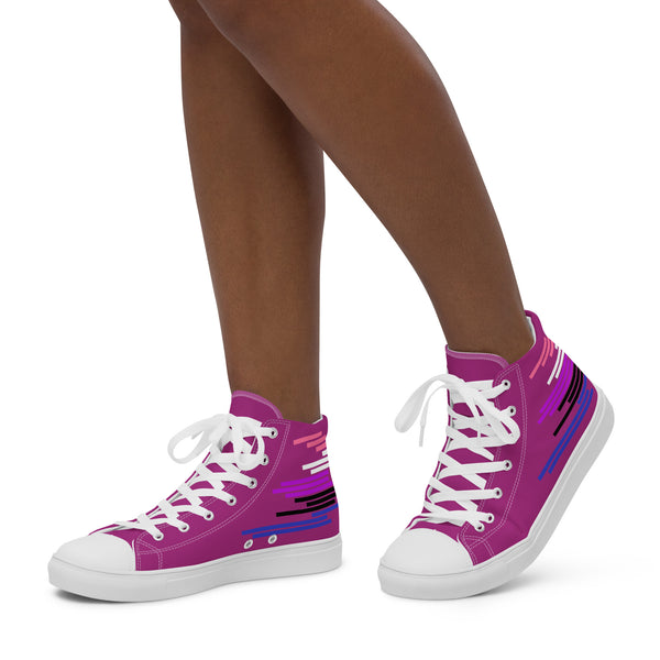 Modern Genderfluid Pride Colors Violet High Top Shoes - Women Sizes