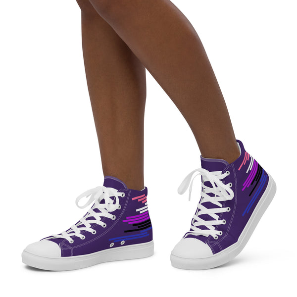 Modern Genderfluid Pride Colors Purple High Top Shoes - Women Sizes