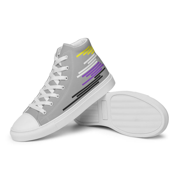 Modern Non-Binary Pride Colors Gray High Top Shoes - Women Sizes