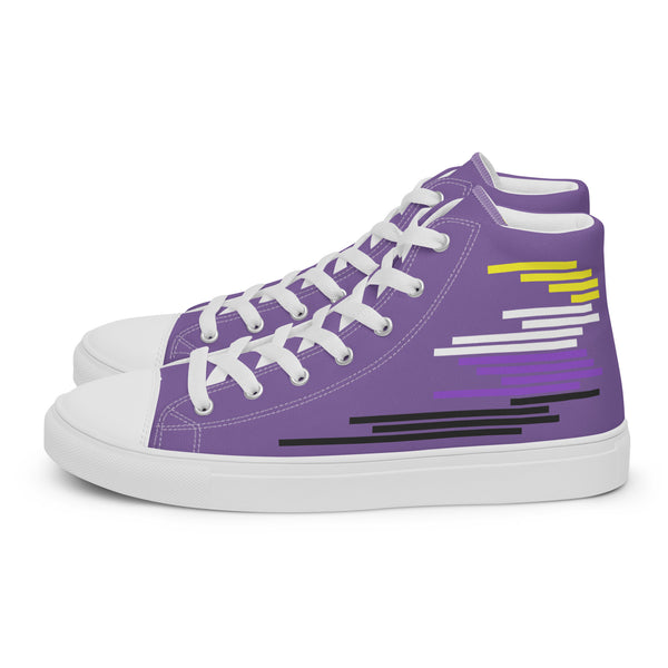 Modern Non-Binary Pride Colors Purple High Top Shoes - Women Sizes