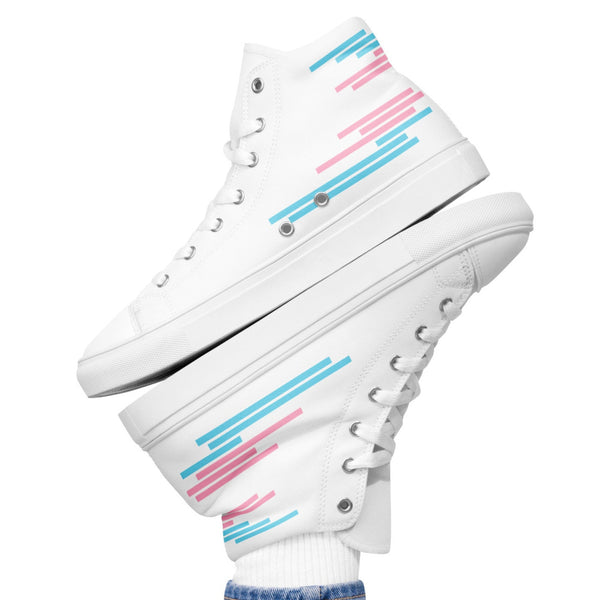 Modern Transgender Pride Colors White High Top Shoes - Women Sizes
