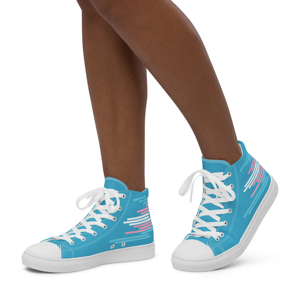 Modern Transgender Pride Colors Blue High Top Shoes - Women Sizes