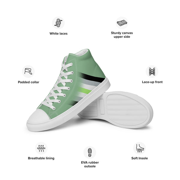 Agender Pride Colors Modern Green High Top Shoes - Women Sizes