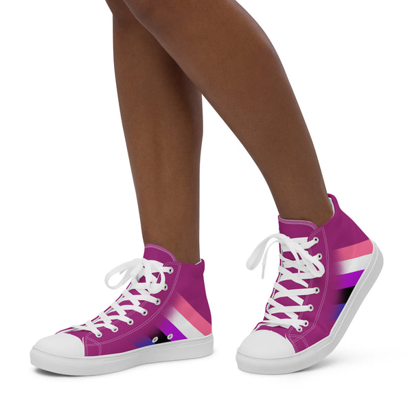 Genderfluid Pride Colors Modern Violet High Top Shoes - Women Sizes