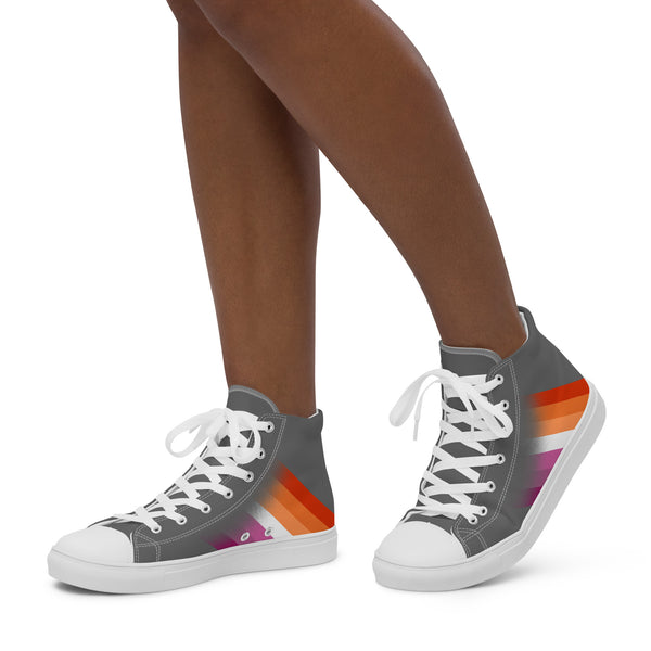Lesbian Pride Colors Modern Gray High Top Shoes - Women Sizes