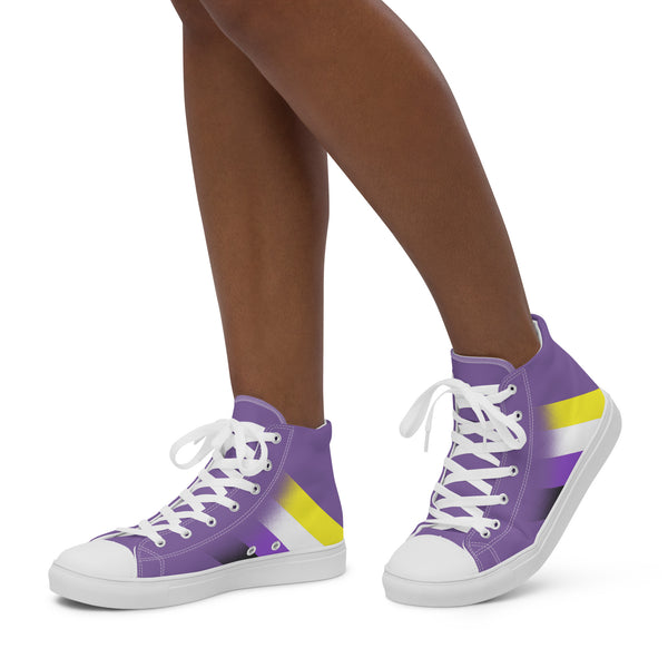 Non-Binary Pride Colors Modern Purple High Top Shoes - Women Sizes