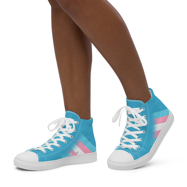 Transgender Pride Colors Modern Blue High Top Shoes - Women Sizes