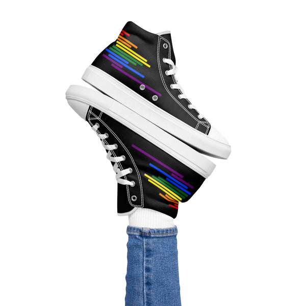 Modern Gay Pride Colors Black High Top Shoes