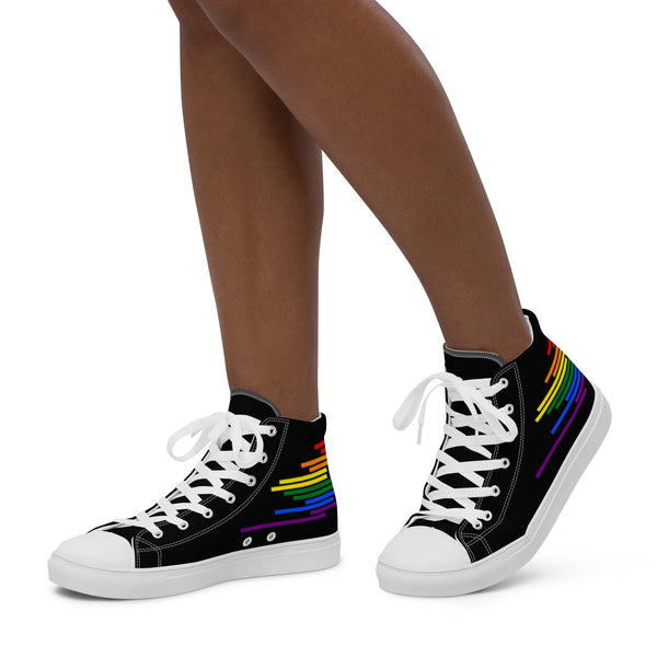 Modern Gay Pride Colors Black High Top Shoes